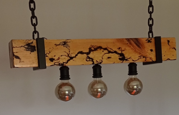 Lampy wiszącej w stylu loft / industrial, stylowa drewno+metalem  , belka drewniana z powłoką z żywicy epoksydowej. - Zdjęcie 1