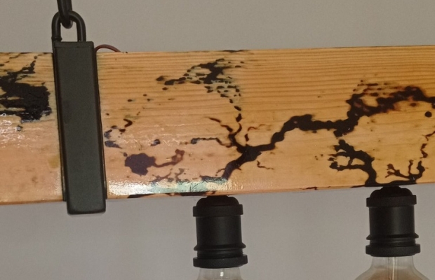 Lampy wiszącej w stylu loft / industrial, stylowa drewno+metalem  , belka drewniana z powłoką z żywicy epoksydowej. - Zdjęcie 2